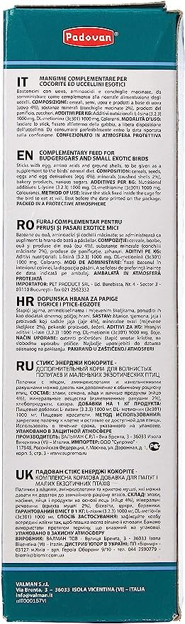 Padovan Stix Energy Bird Treats 80G, Package May Vary