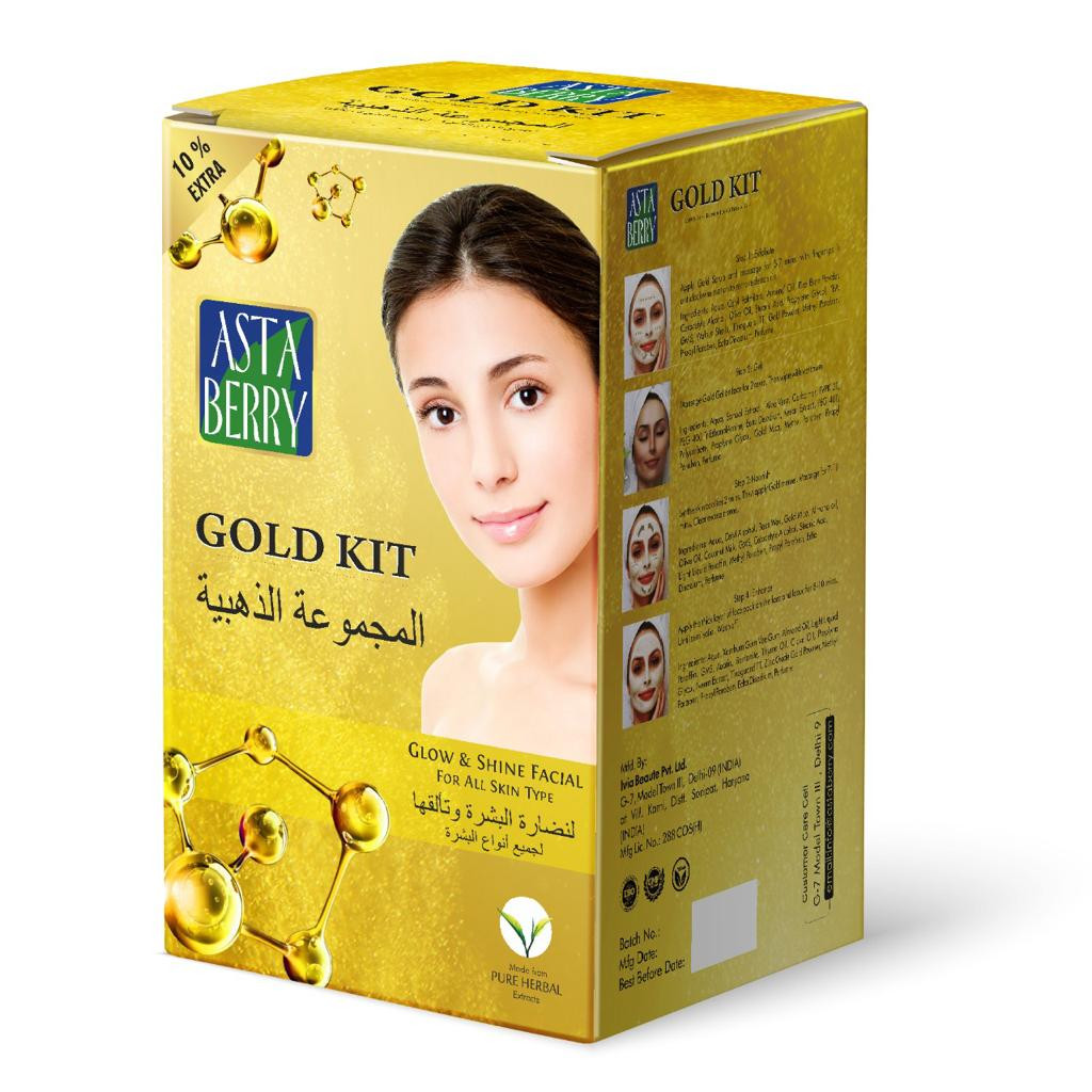 Asta Berry Gold Kit Glow and Shine Facial For all skin Types 4 Steps