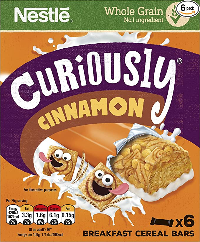 Nestlé Curiously Cinnamon Breakfast Cereal Bars 6 x 25g (150g)