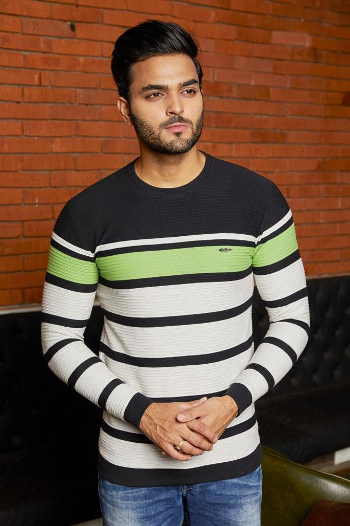 CrockTees-Men's Striped Print T-Shirts