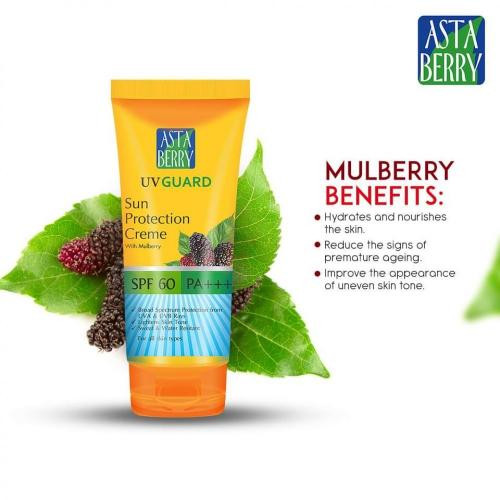 Asta Berry UV Guard Sun Protection Creme with Bearberry Extract SPF 60 For All Skin Type  100 grams
