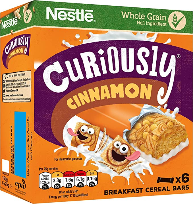 Nestlé Curiously Cinnamon Breakfast Cereal Bars 6 x 25g