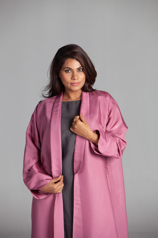 Pink colored Rotana fabric Abaya for Women who like to look Pink. AB1013
