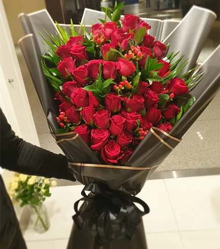 Luxury Wrapped 50 Red Roses Bouquet