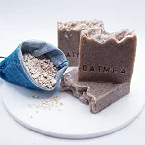 Oatmeal Soap - Pack of 1 Oatmeal & Honey, Goat Milk Soap Bars. All Natural, Unscented Soap 95gm - Wonderful for Eczema, Psoriasis, sensitive skin and all skin types.